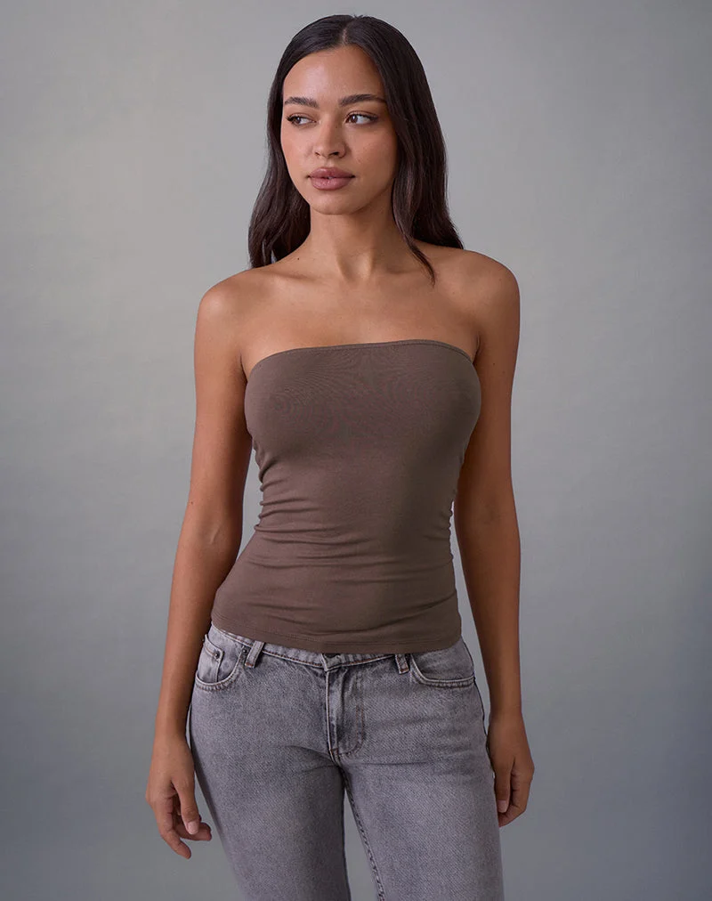 Haut bandeau Foster en jersey de rayonne taupe foncé