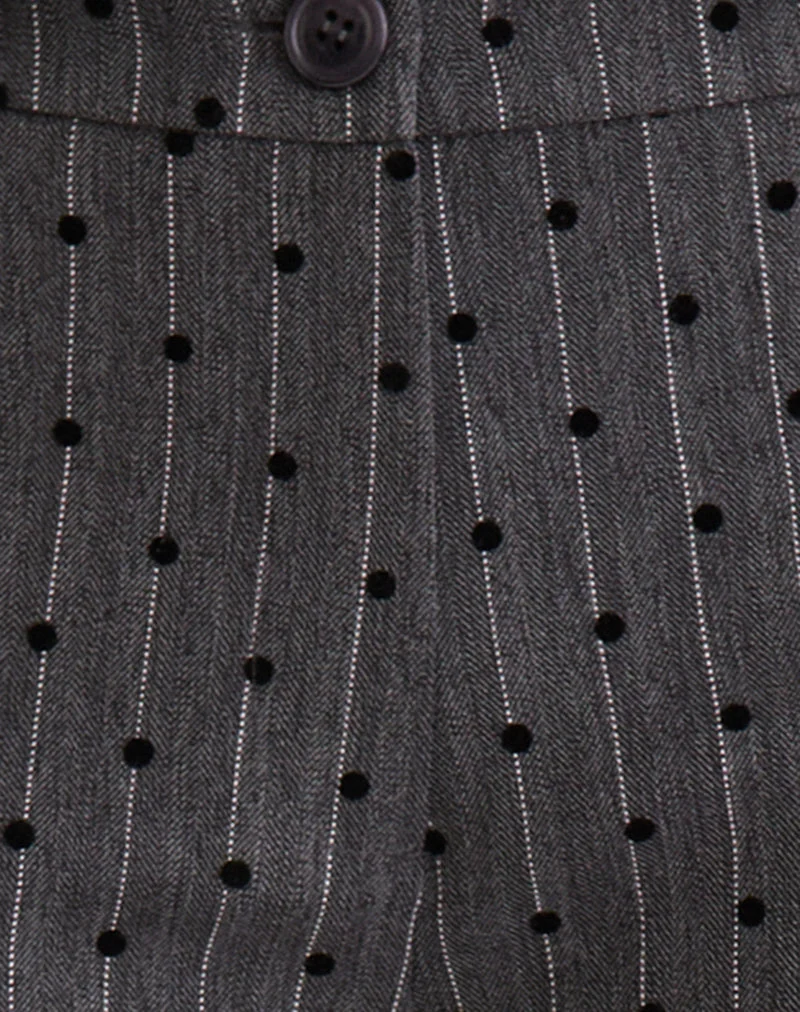Pantalon Tatina gris anthracite à rayures polka