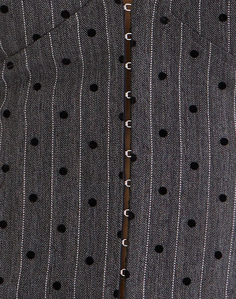 Débardeur Odin gris anthracite à rayures polka