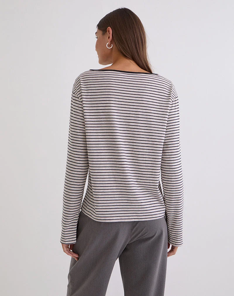 Haut à manches longues Kumiko en jersey gris et noir