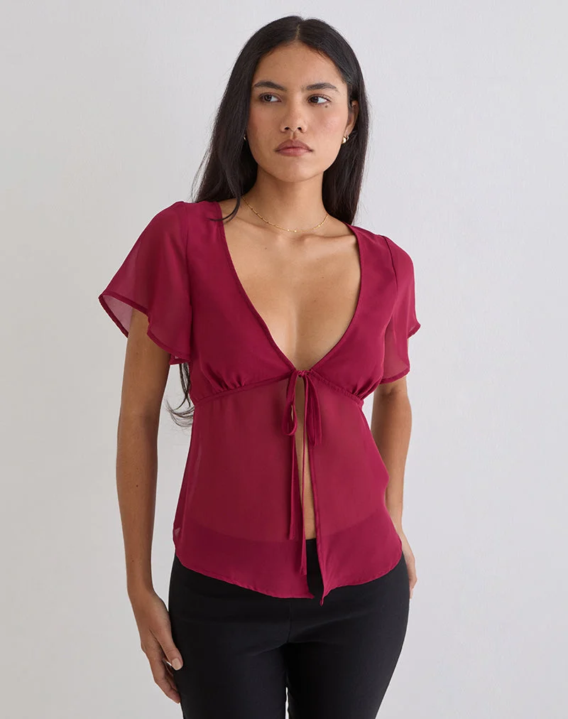 Blouse Kota en mousseline bordeaux