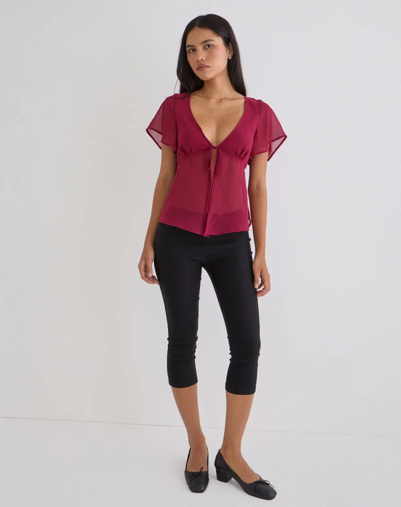 Blouse Kota en mousseline bordeaux