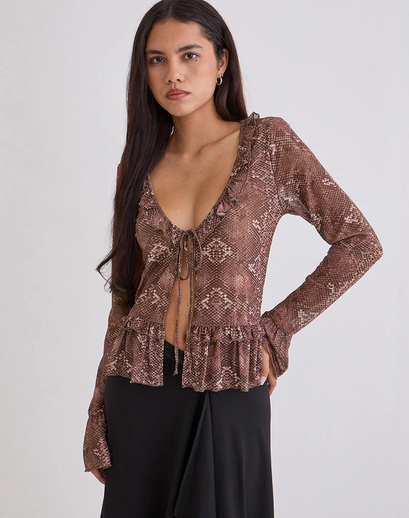Haut à manches longues Primrose oversize en peau de serpent