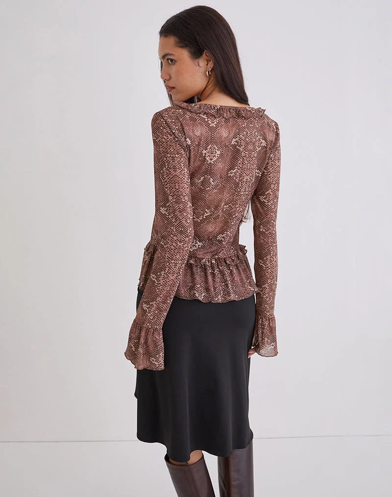 Haut à manches longues Primrose oversize en peau de serpent