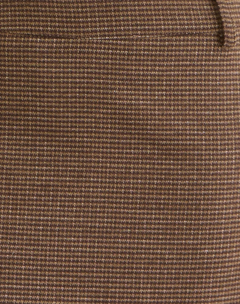 Mini-jupe Carlin en tissu marron à motif pied-de-poule