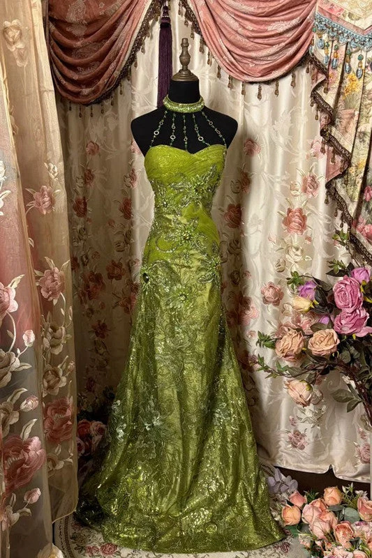 Robe de soirée longue et élégante de style sirène verte