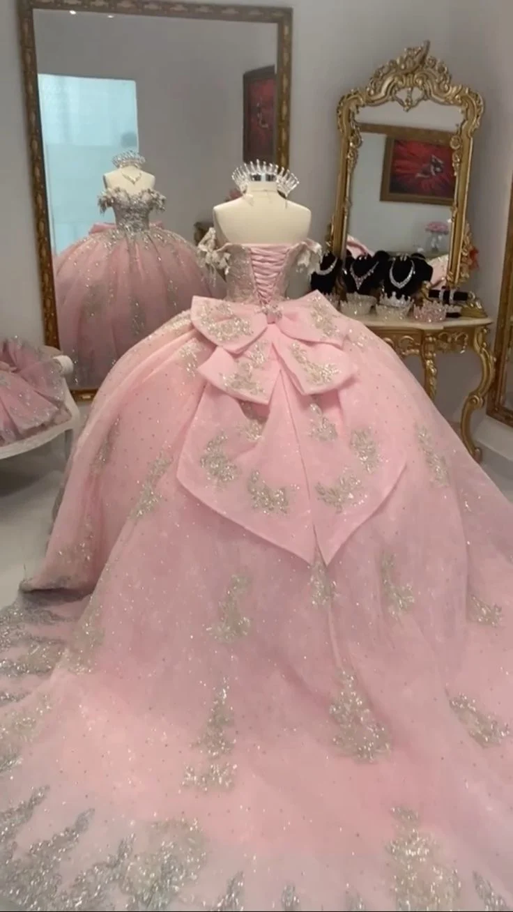 Robe de princesse rose coupe A pour Quinceanera, robe de bal, robe Sweet 16
