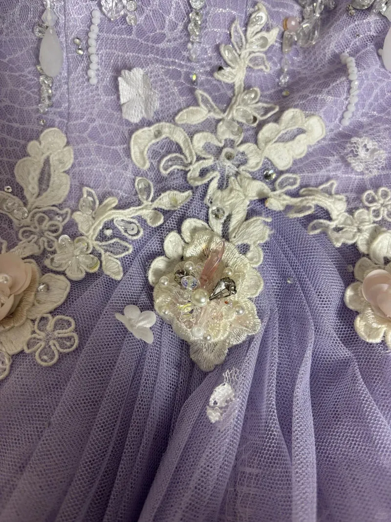 Robe de soirée longue bustier lilas