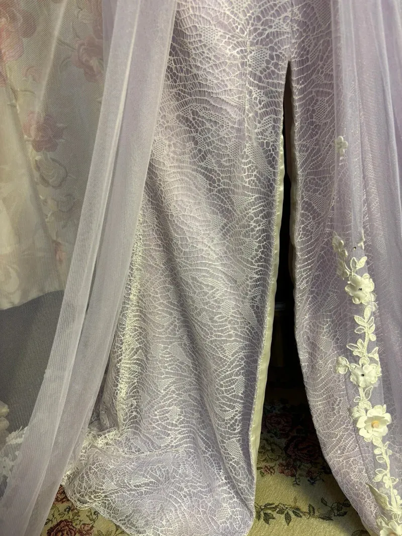 Robe de soirée longue bustier lilas