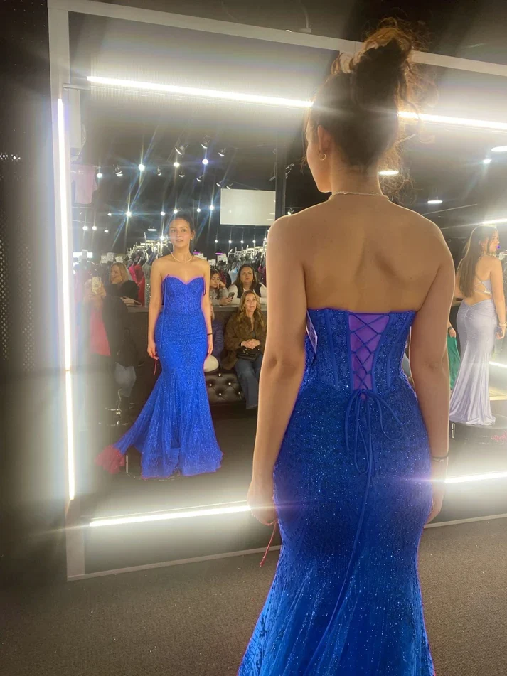 Robe de soirée longue sirène rose vif élégante