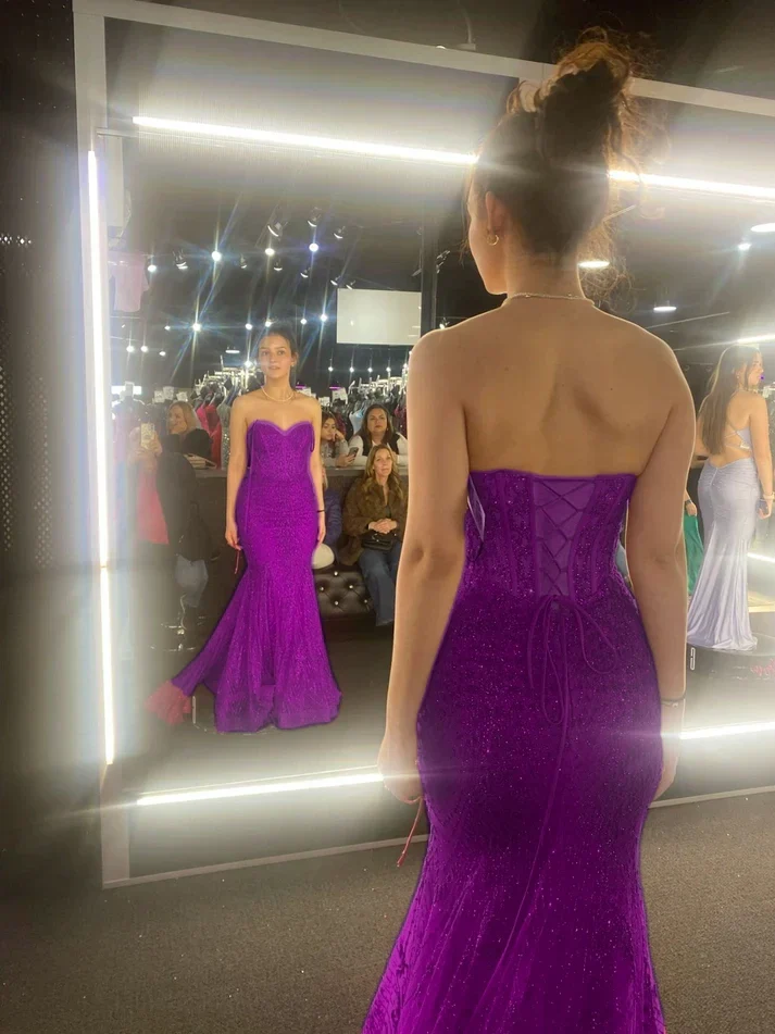 Robe de soirée longue sirène rose vif élégante