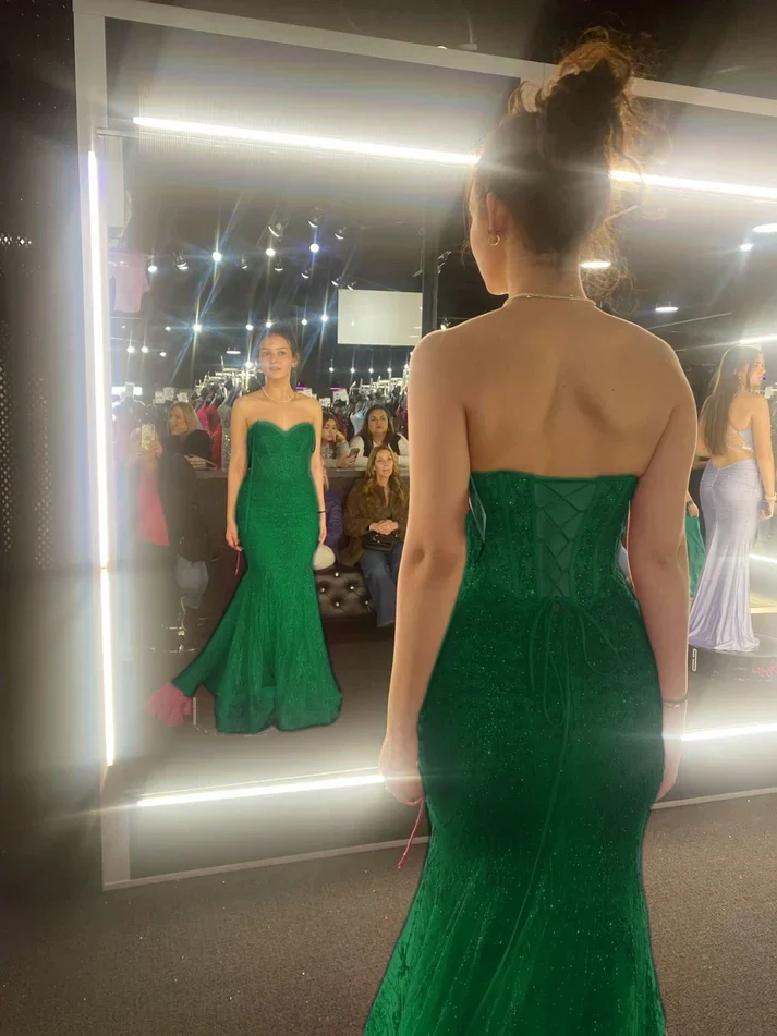Robe de soirée longue sirène rose vif élégante