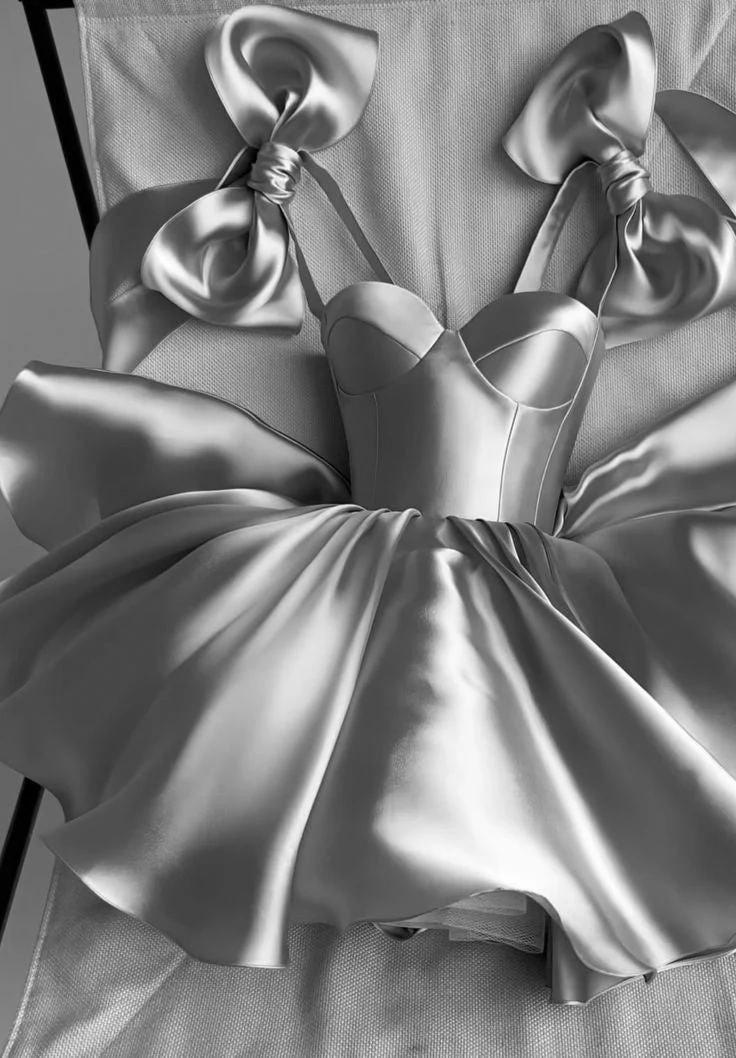 Robe de soirée courte en satin blanc