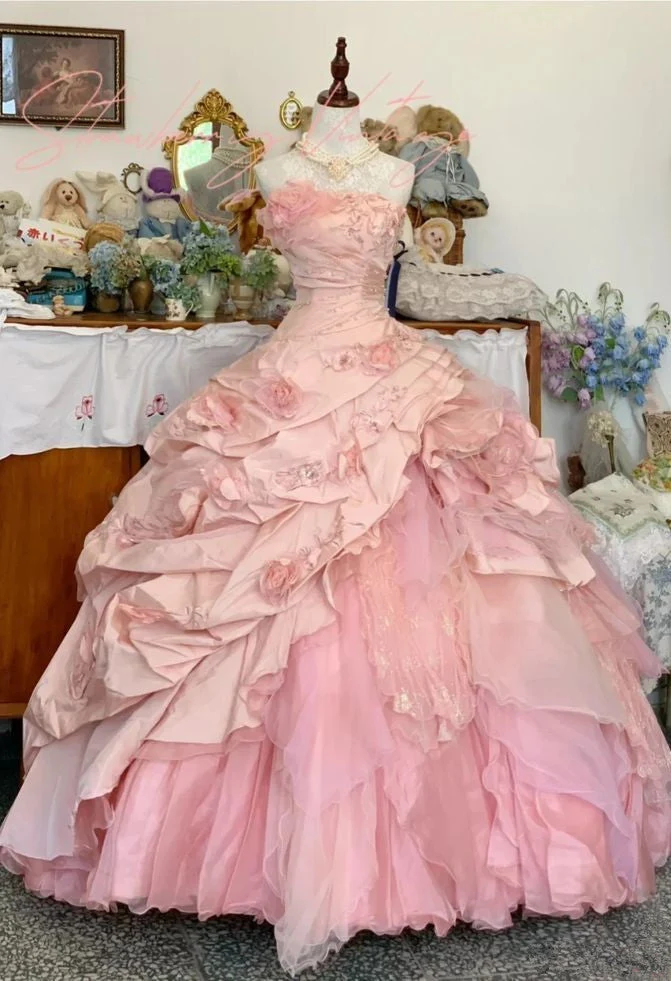 Robe de bal princesse rose coupe A