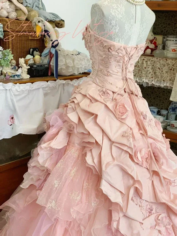 Robe de bal princesse rose coupe A