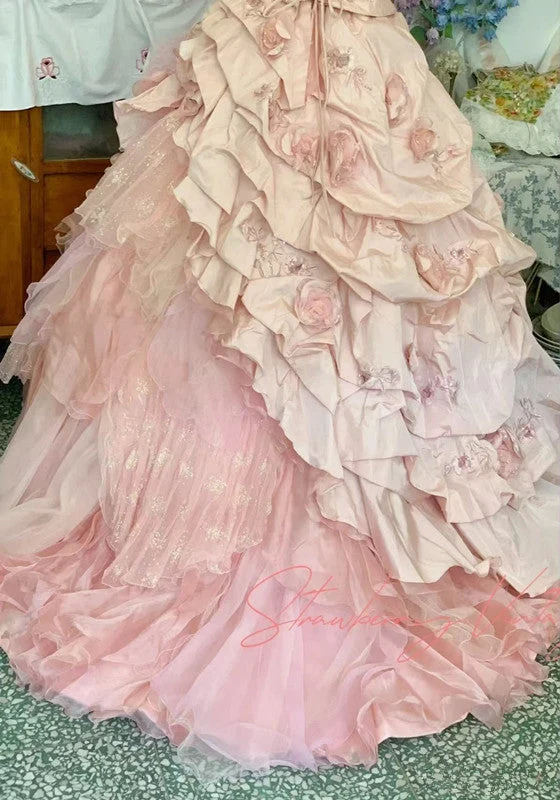 Robe de bal princesse rose coupe A