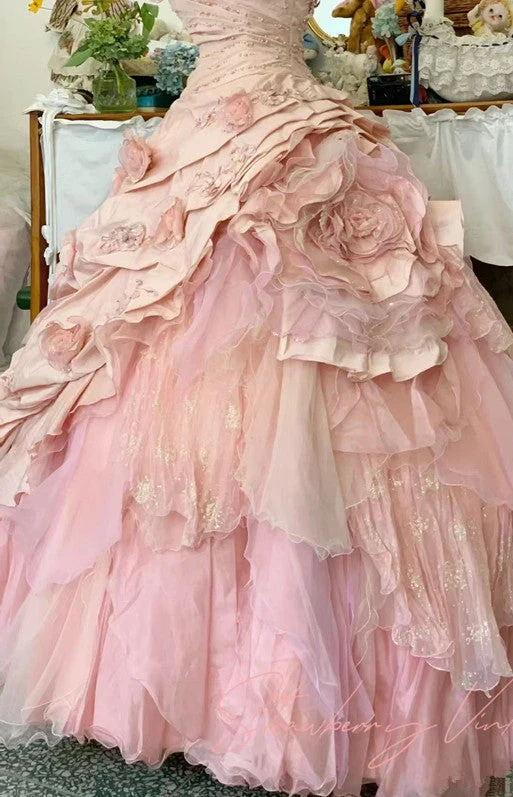 Robe de bal princesse rose coupe A