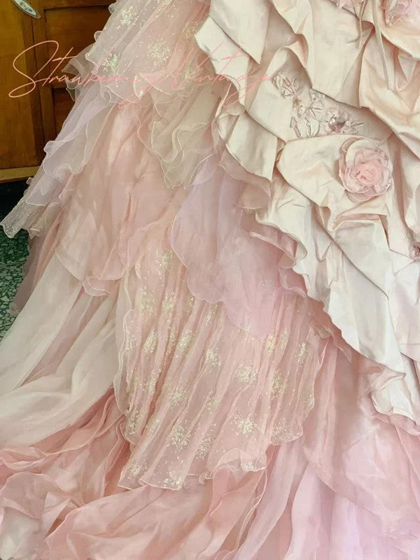 Robe de bal princesse rose coupe A
