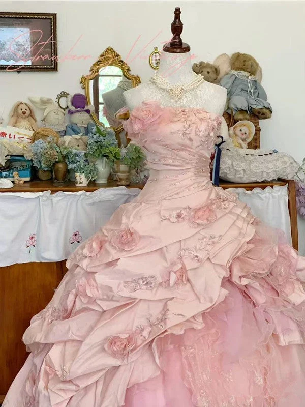 Robe de bal princesse rose coupe A