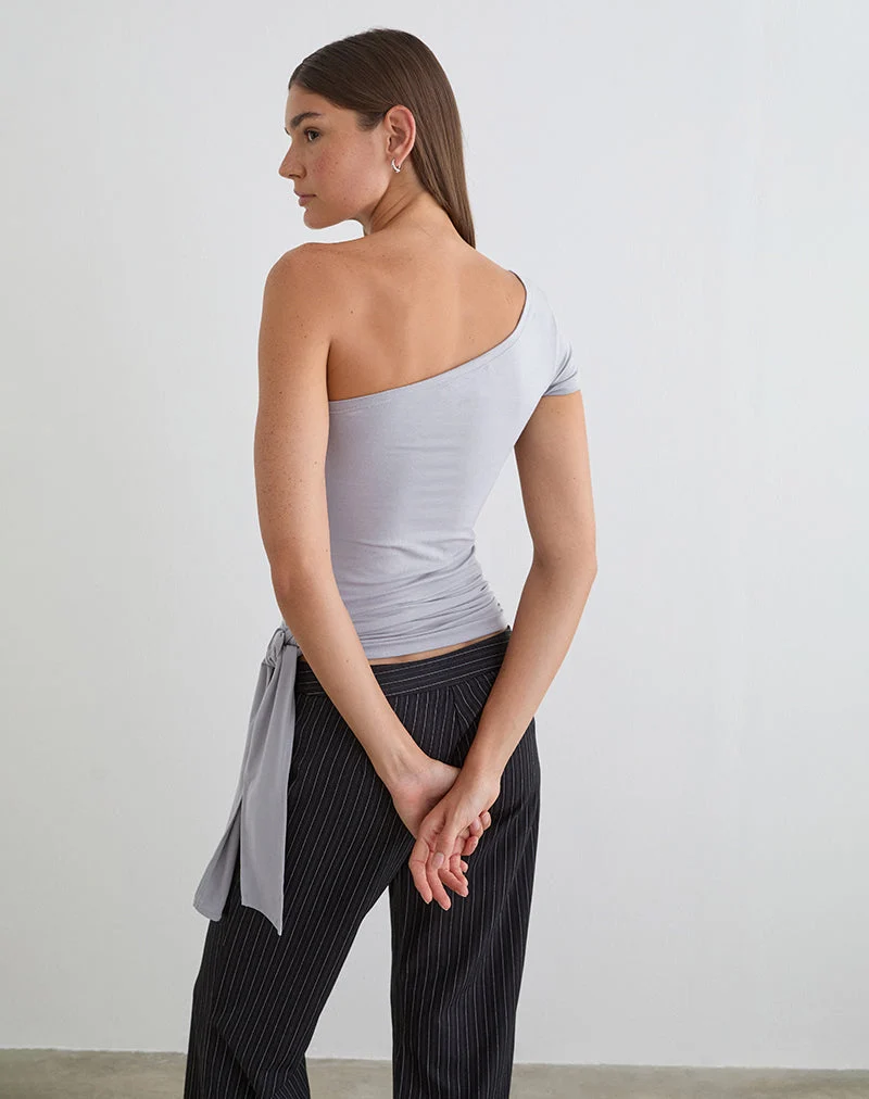 Haut Gryfina à ceinture nouée en jersey de rayonne gris lilas