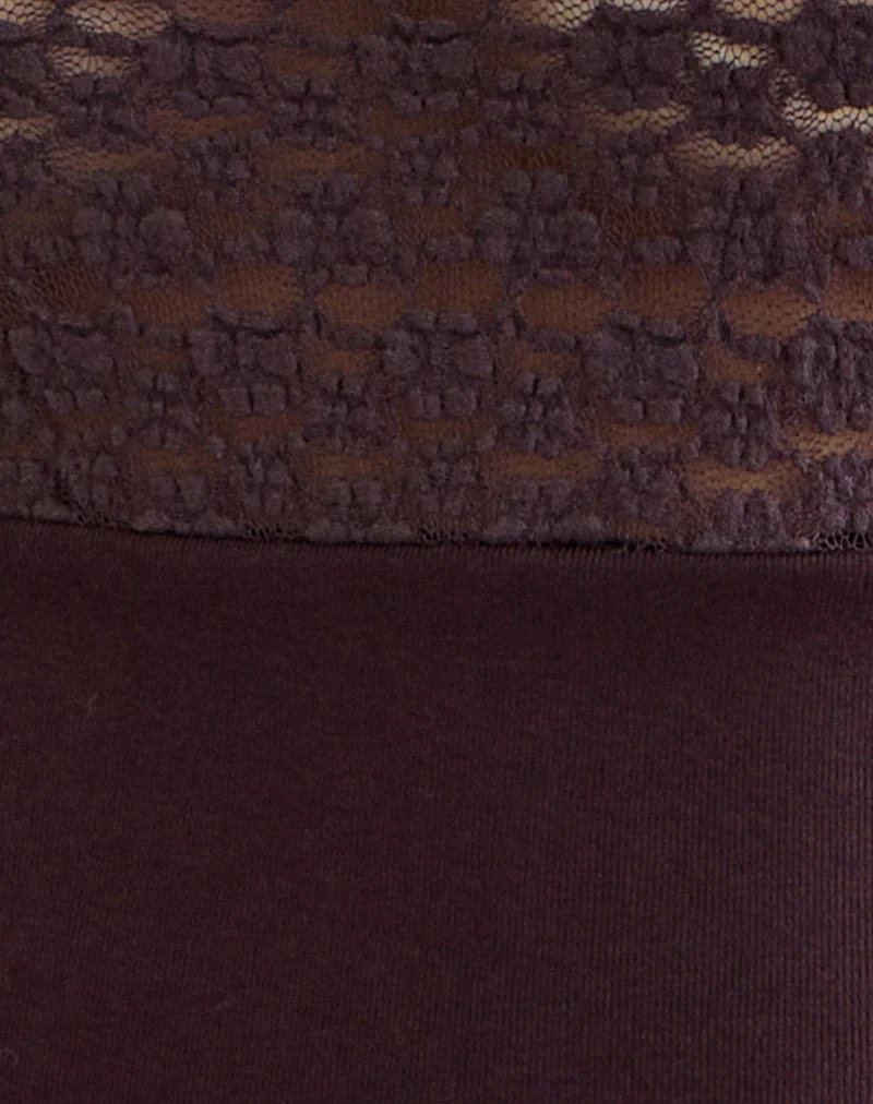 Haut à taille côtelée Nolita en dentelle prune foncé