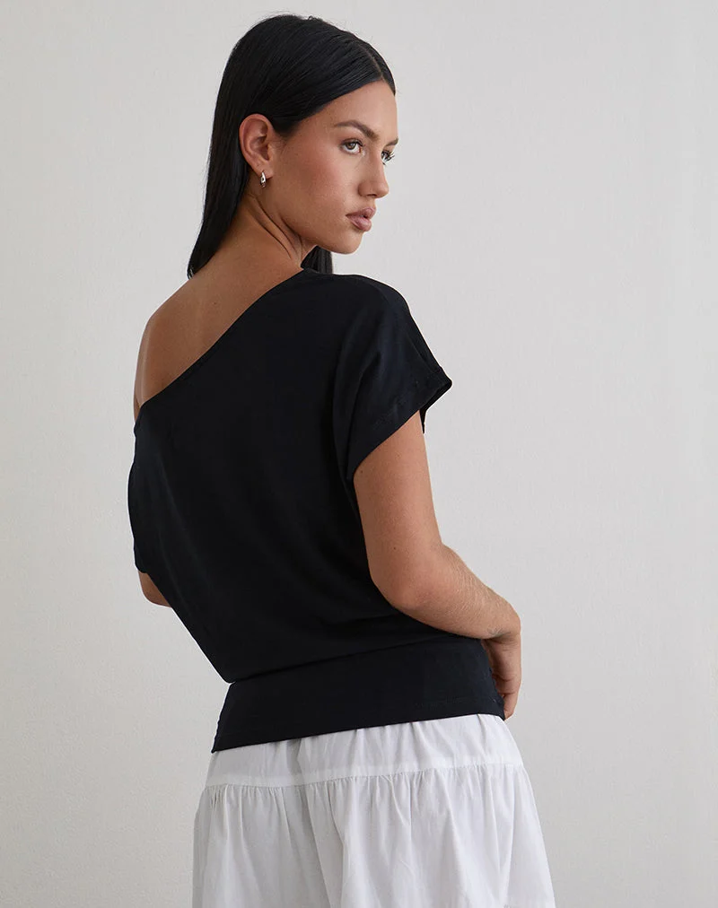 Haut à taille nouée Lola en jersey de rayonne noir