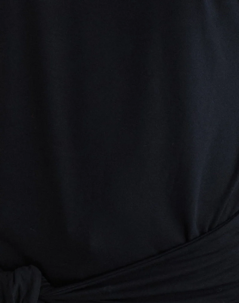 Haut à taille nouée Lola en jersey de rayonne noir