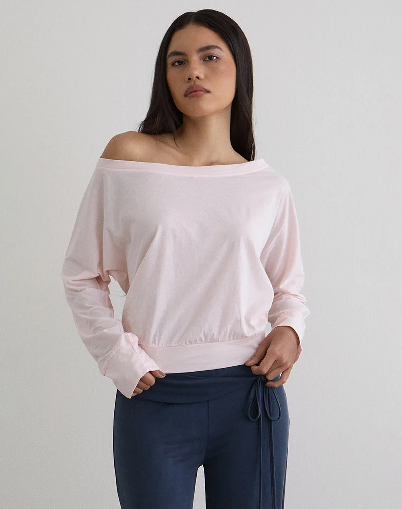 Haut à manches longues Daral en jersey rose clair