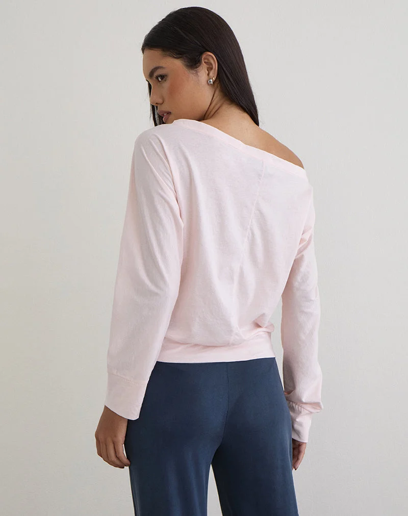 Haut à manches longues Daral en jersey rose clair