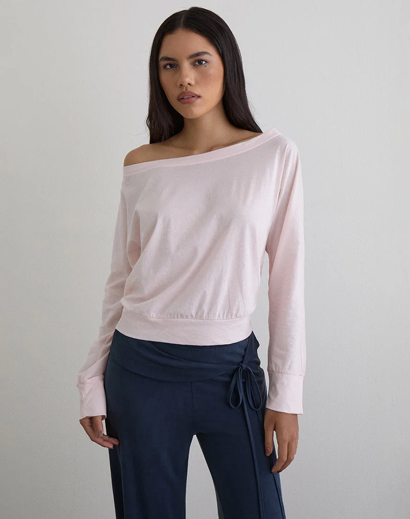 Haut à manches longues Daral en jersey rose clair