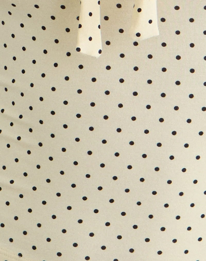 Haut à manches longues et noué sur le devant Kline en jersey de rayonne à pois micro crème