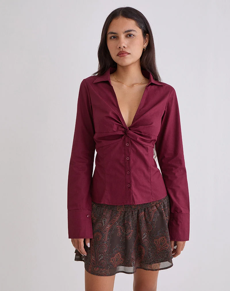 Chemise Karis en popeline bordeaux