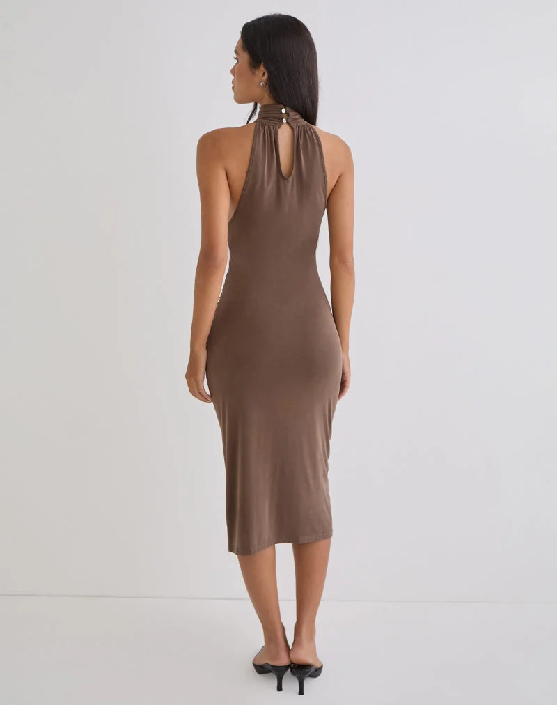 Robe midi Anezka en chocolat amer