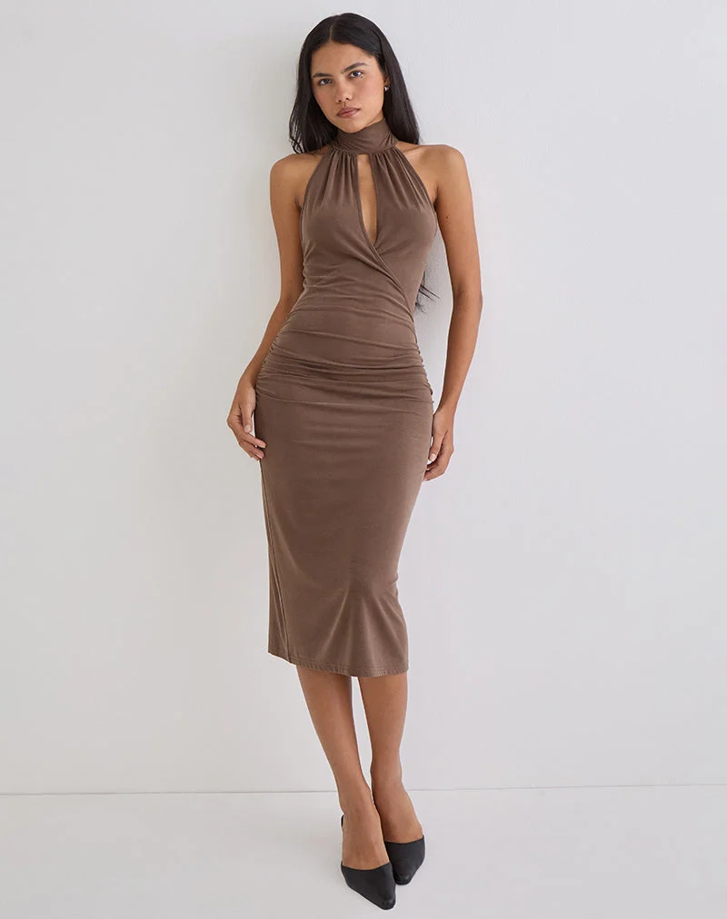 Robe midi Anezka en chocolat amer