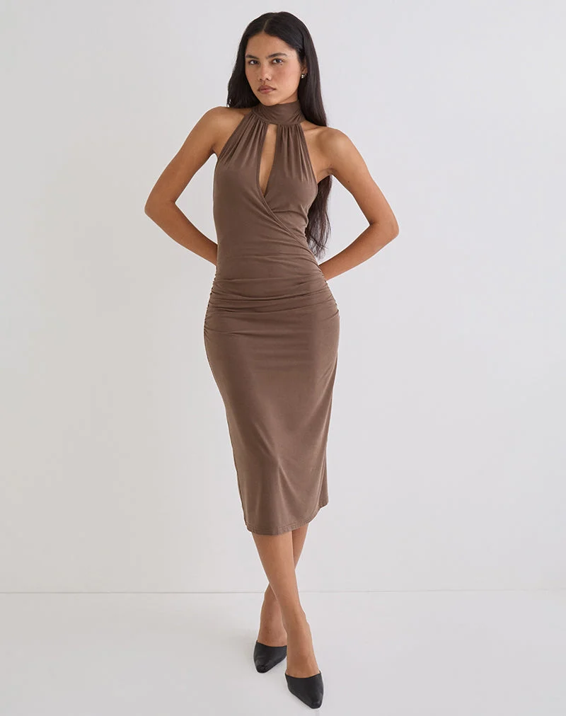 Robe midi Anezka en chocolat amer