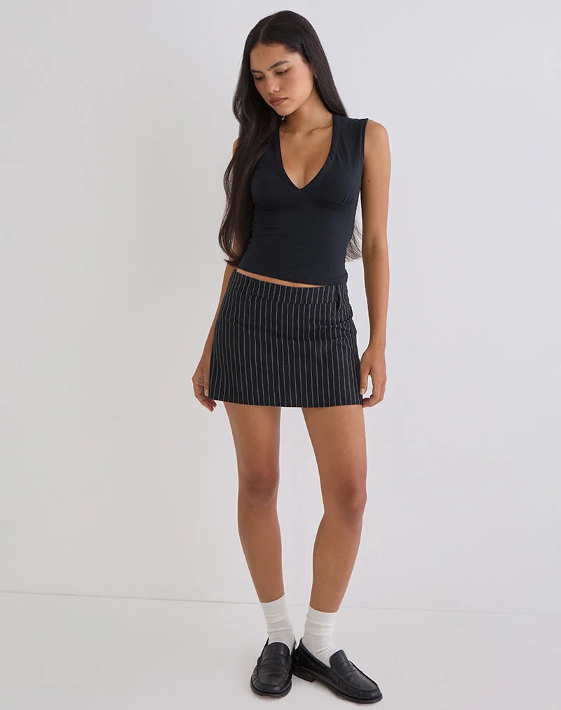 Mini-jupe Carlin en tissu rayé noir