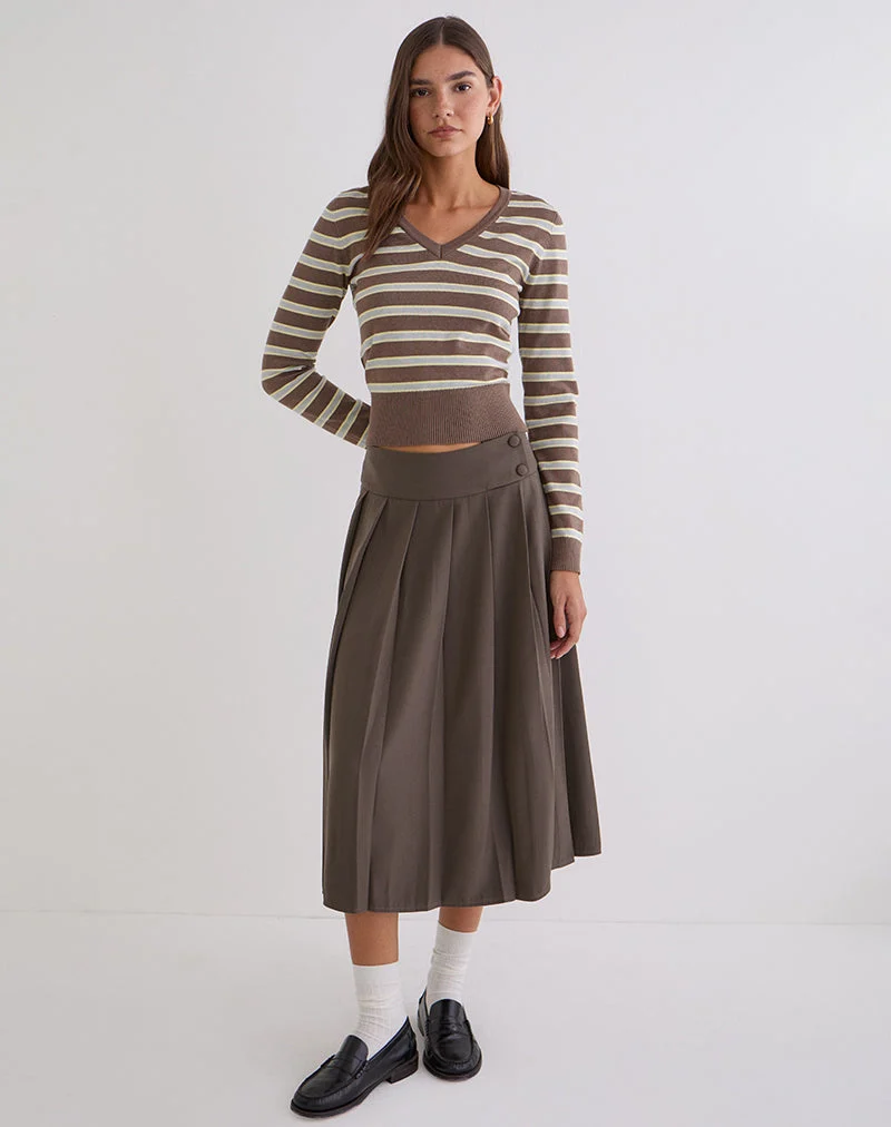 Jupe midi Tisrah couleur truffe