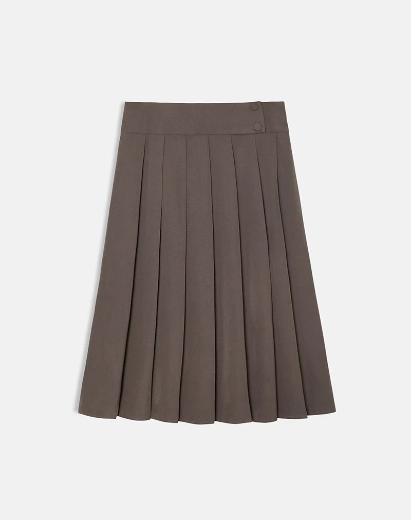 Jupe midi Tisrah couleur truffe