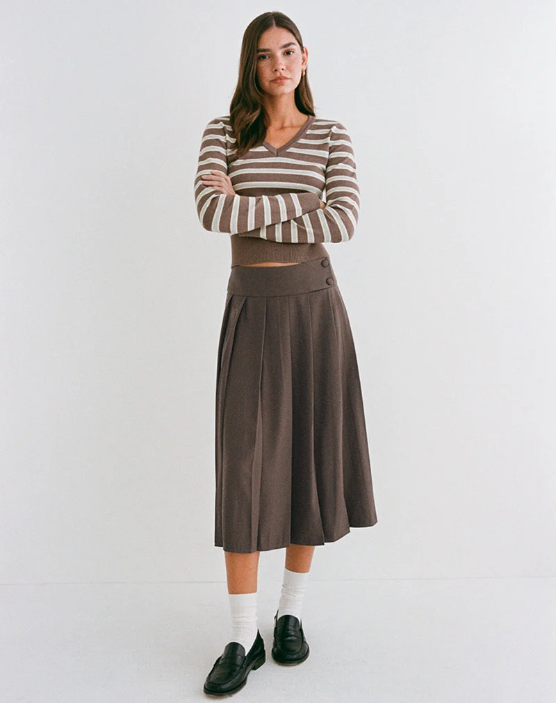 Jupe midi Tisrah couleur truffe
