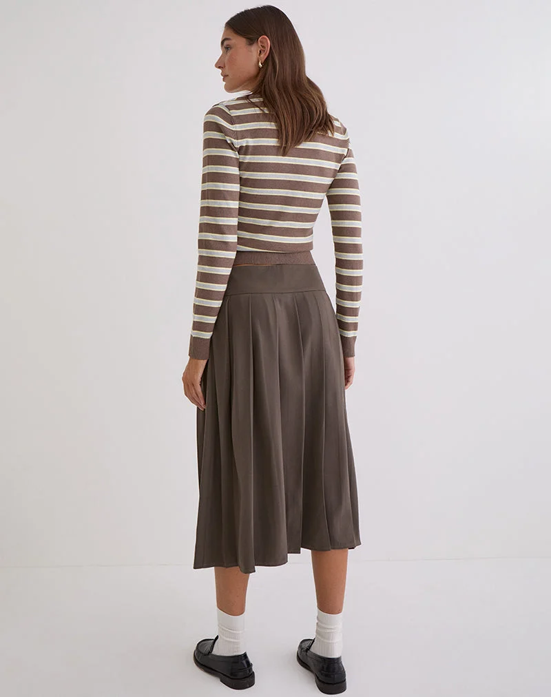 Jupe midi Tisrah couleur truffe