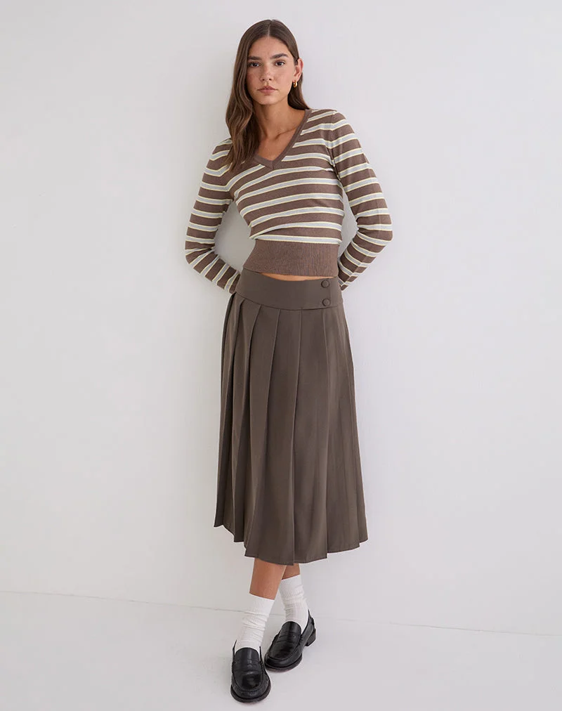 Jupe midi Tisrah couleur truffe