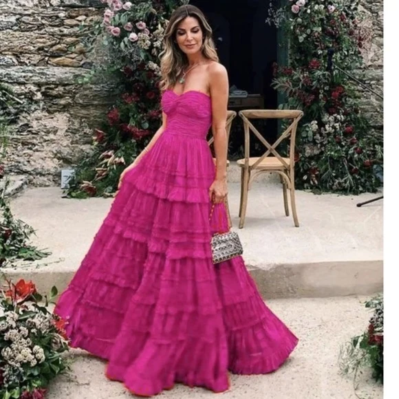 Robe de soirée longue rouge à la mode
