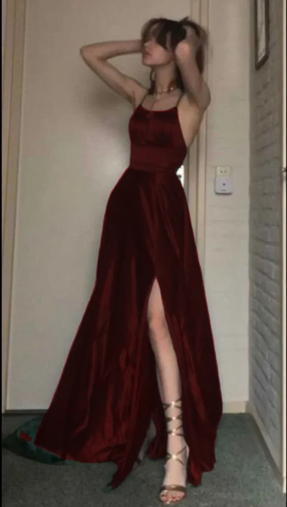 Robe de soirée longue vert foncé coupe trapèze