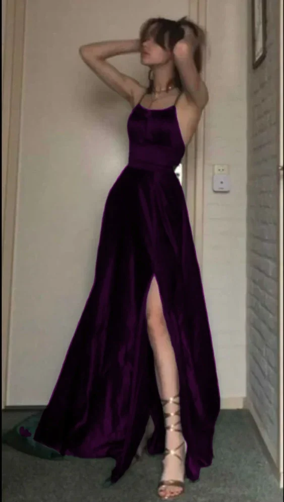 Robe de soirée longue vert foncé coupe trapèze