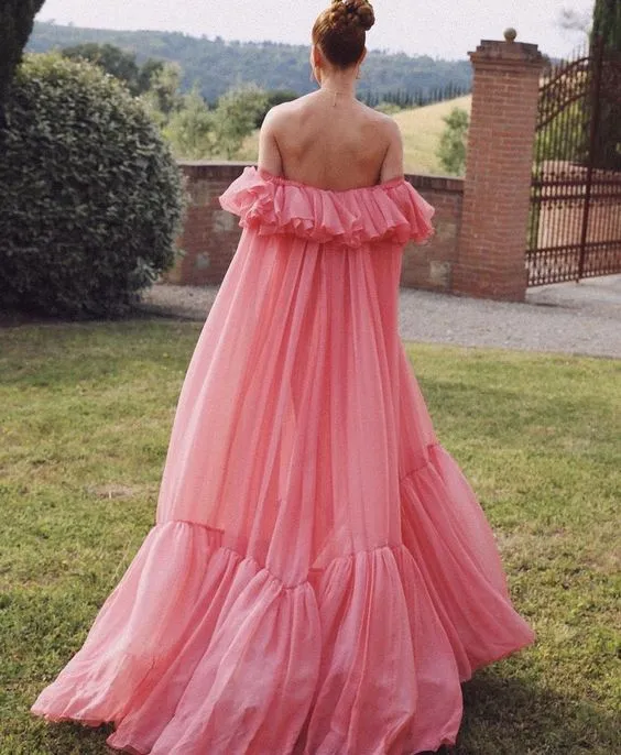 Robe de soirée longue rose pour femme