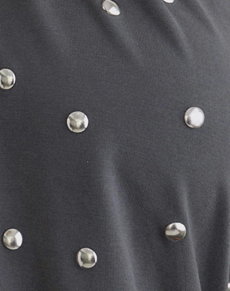 Haut plongeant Karise en cupro gris anthracite