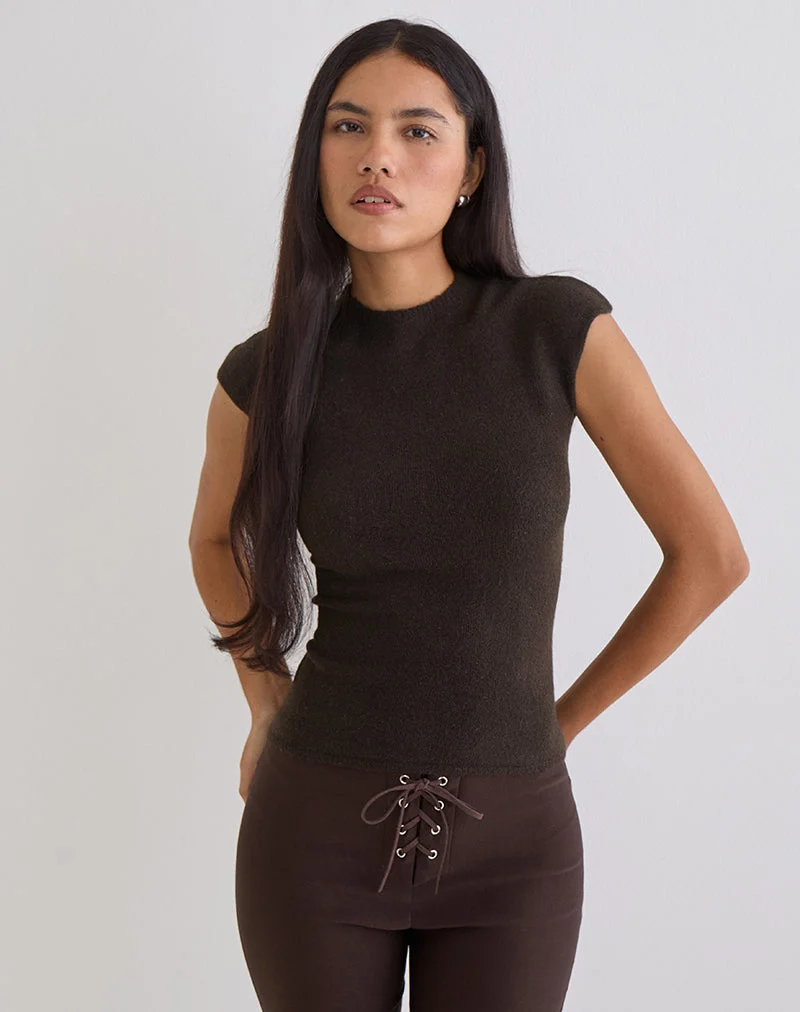 Hanuva Top en tricot chocolat brun