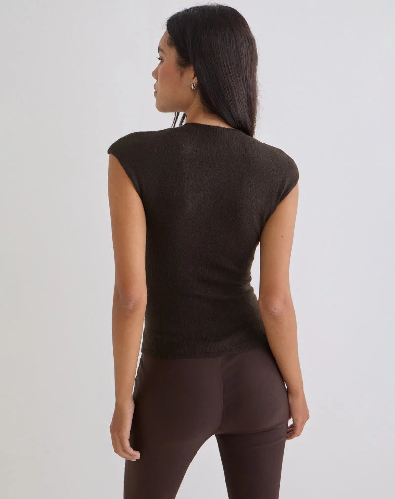 Hanuva Top en tricot chocolat brun
