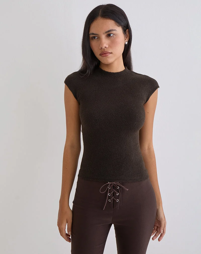 Hanuva Top en tricot chocolat brun