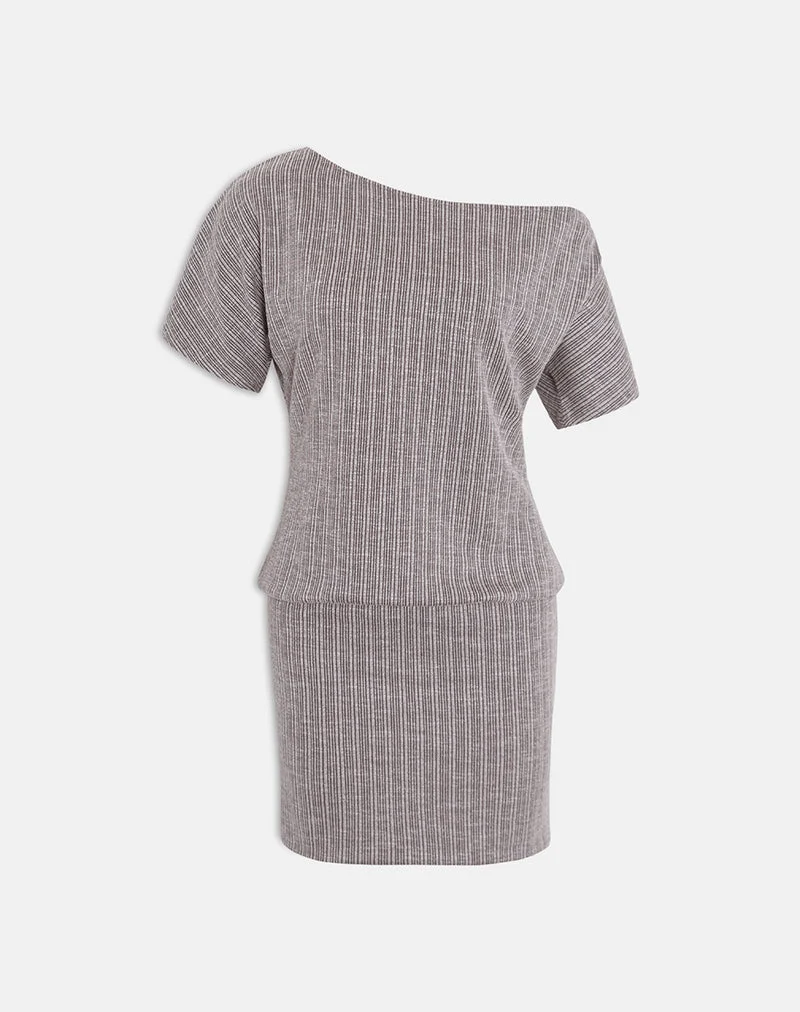 Mini-robe Amelita en maille côtelée marron gris